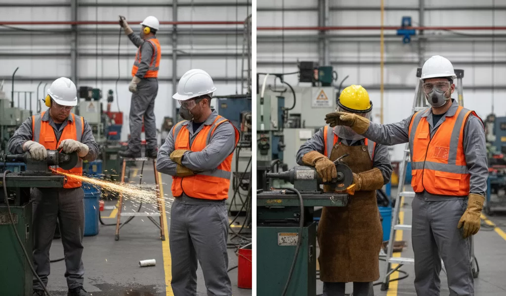 Different types of safety helmets used in construction, electrical, and industrial workplaces